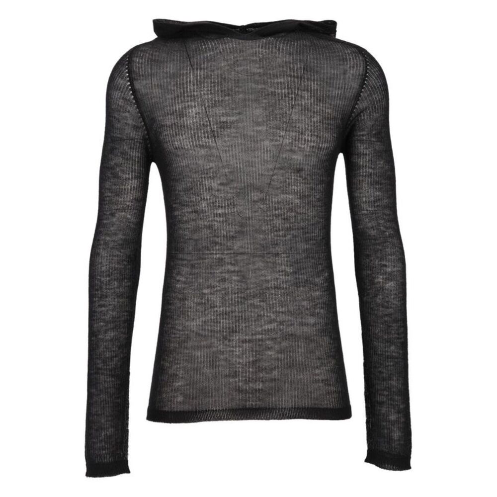Rick Owens Men Ribbed Cashmere Hooded Pullover